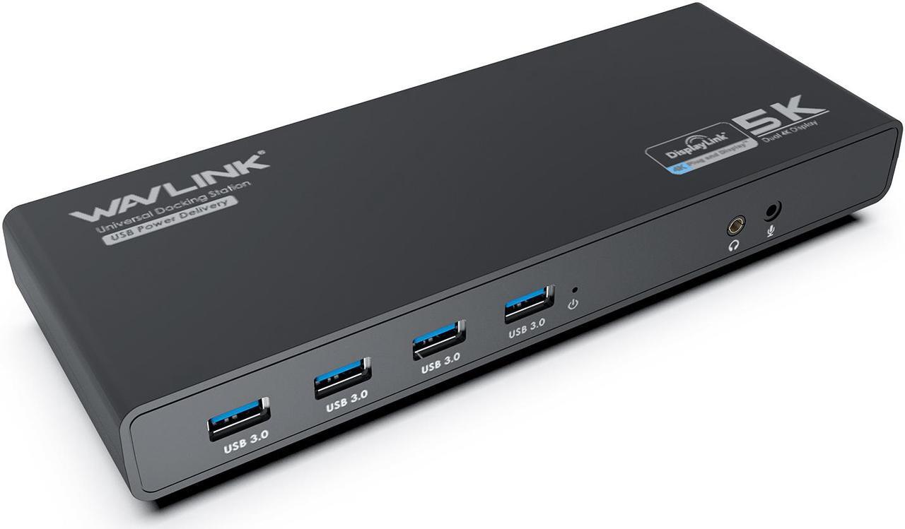 Main image of WAVLINK Universal USB C Laptop Docking Station Dual Monitors with 65W Charging Dual 4K@60Hz/Single 5K@60Hz for Windows, Mac OS, Chrome OS, Android 5.0 Later (2 HDMI & 2 DP, 5 USB 3.0 A&C, LAN, Audio)