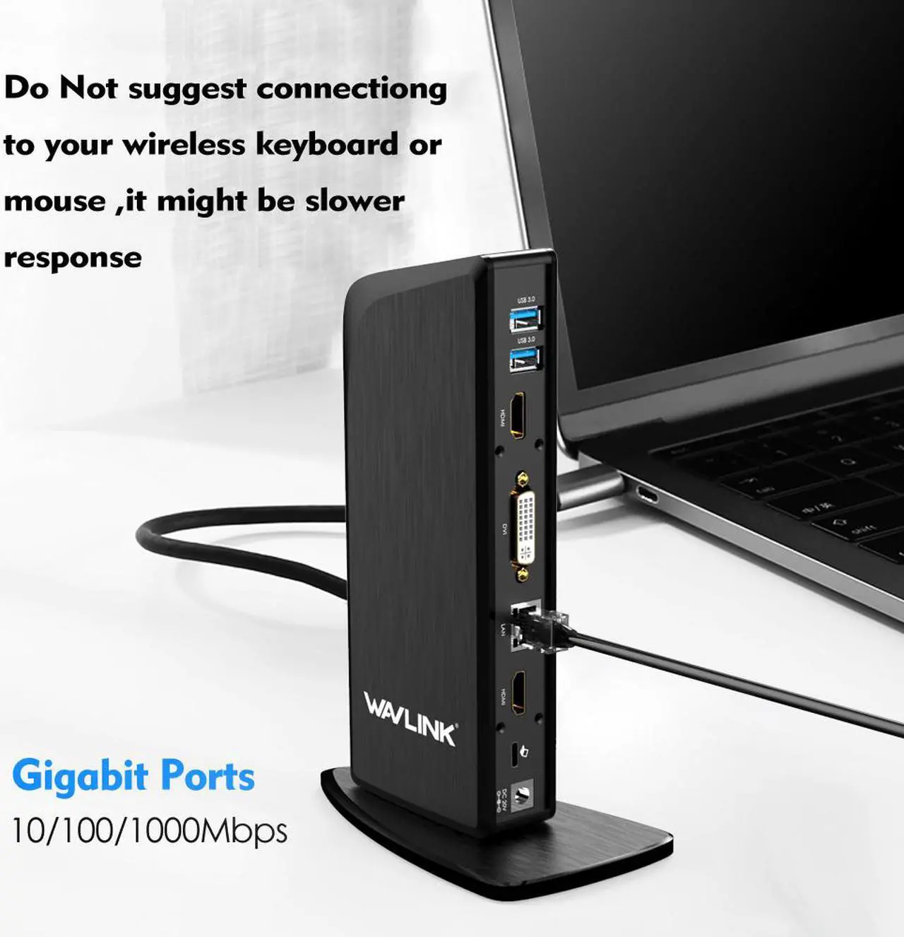 Alt view image 6 of 7 - Wavlink USB C Docking Station Triple Monitor with 65W PD Charging, 100W PD USB-C, 4K HDMI, 2X HDMI, DVI, 4xUSB 3.0, 2xUSB C, Gigabit Ethern, Audio/Mic for Specific Windows,Mac OS,Thunderbolt 3 Systems