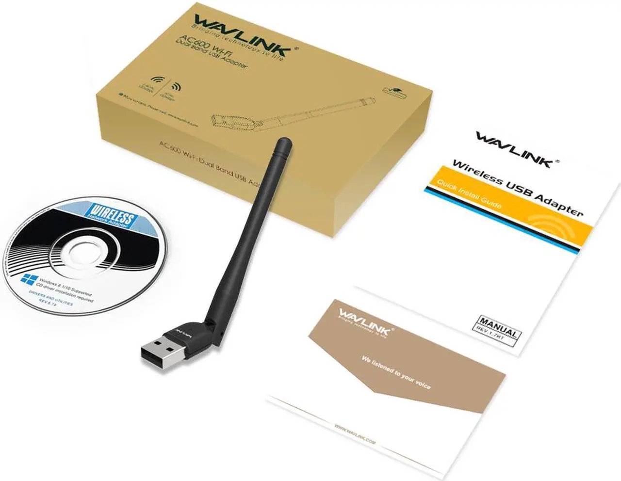 Alt view image 6 of 6 - Wavlink AC600 USB Wireless Adapter, 600Mbps Dual Band WiFi Dongle, 802.11ac High Gain 3dbi Antenna Network Adapter, 2.4G/150Mbps + 5G/433Mbps for Laptop/Desktop Windows XP/Vista/7/8/8.1/10 (32/64bits)
