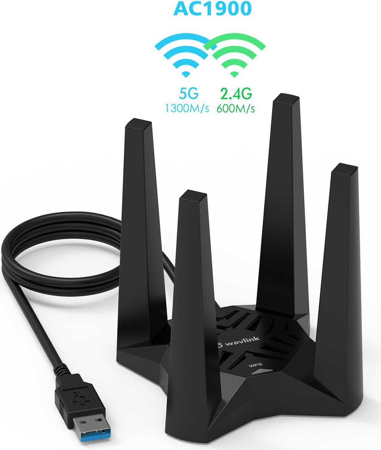 Main image of Wavlink USB 3.0 WiFi Adapter For PC, AC1900Mbps Dual Band 2.4G/5G, 4X 3dBi High Gain Antennas Network Card, MU-MIMO, Magnetic Base for Desktop Laptop PC Support Windows 11/10/8.1/8/7/XP/Vista, Mac OS