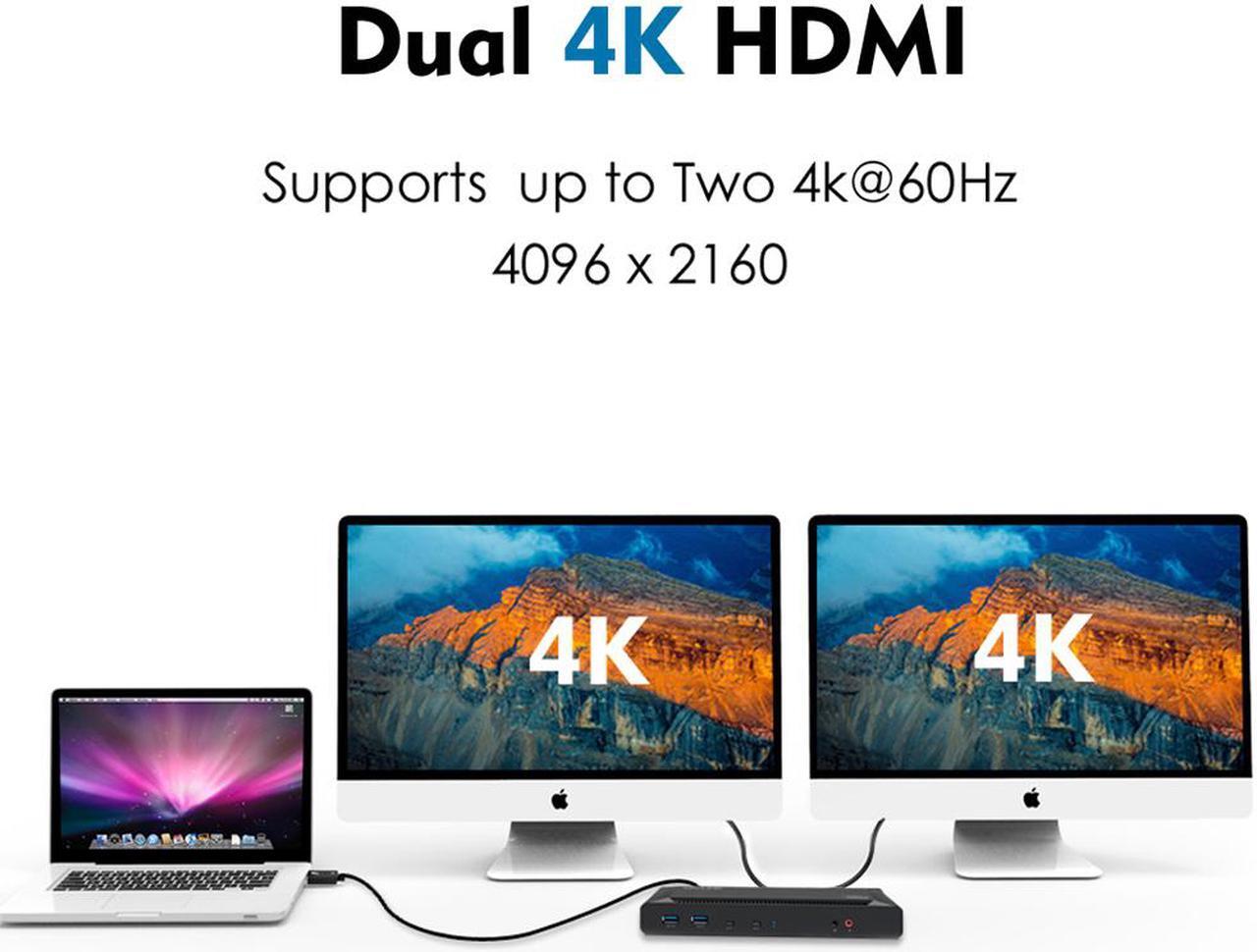 Alt view image 5 of 7 - Wavlink Universal USB C Laptop Docking Station Dual Monitor 5K/4K@60Hz with 65W Host Charging for Thunderbolt 4/3, USB-C Windows, Mac, Chrome, Ubuntu 20.04,22.04(2HDMI, 2DP, 6 USB 3.0, 1Gbps Ethernet