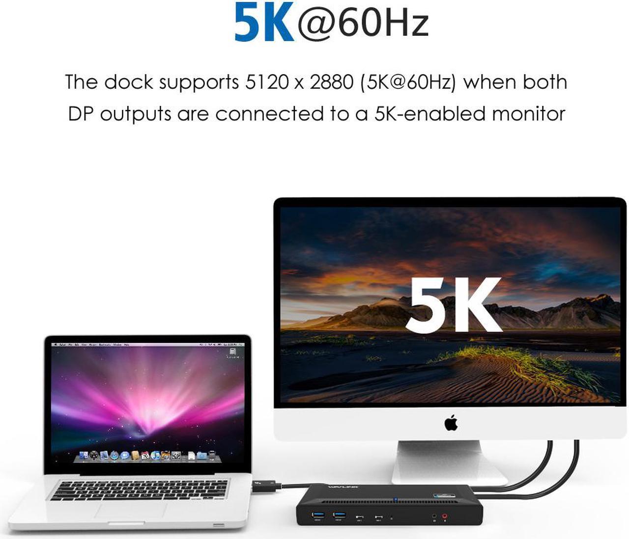 Alt view image 4 of 7 - Wavlink Universal USB C Laptop Docking Station Dual Monitor 5K/4K@60Hz with 65W Host Charging for Thunderbolt 4/3, USB-C Windows, Mac, Chrome, Ubuntu 20.04,22.04(2HDMI, 2DP, 6 USB 3.0, 1Gbps Ethernet