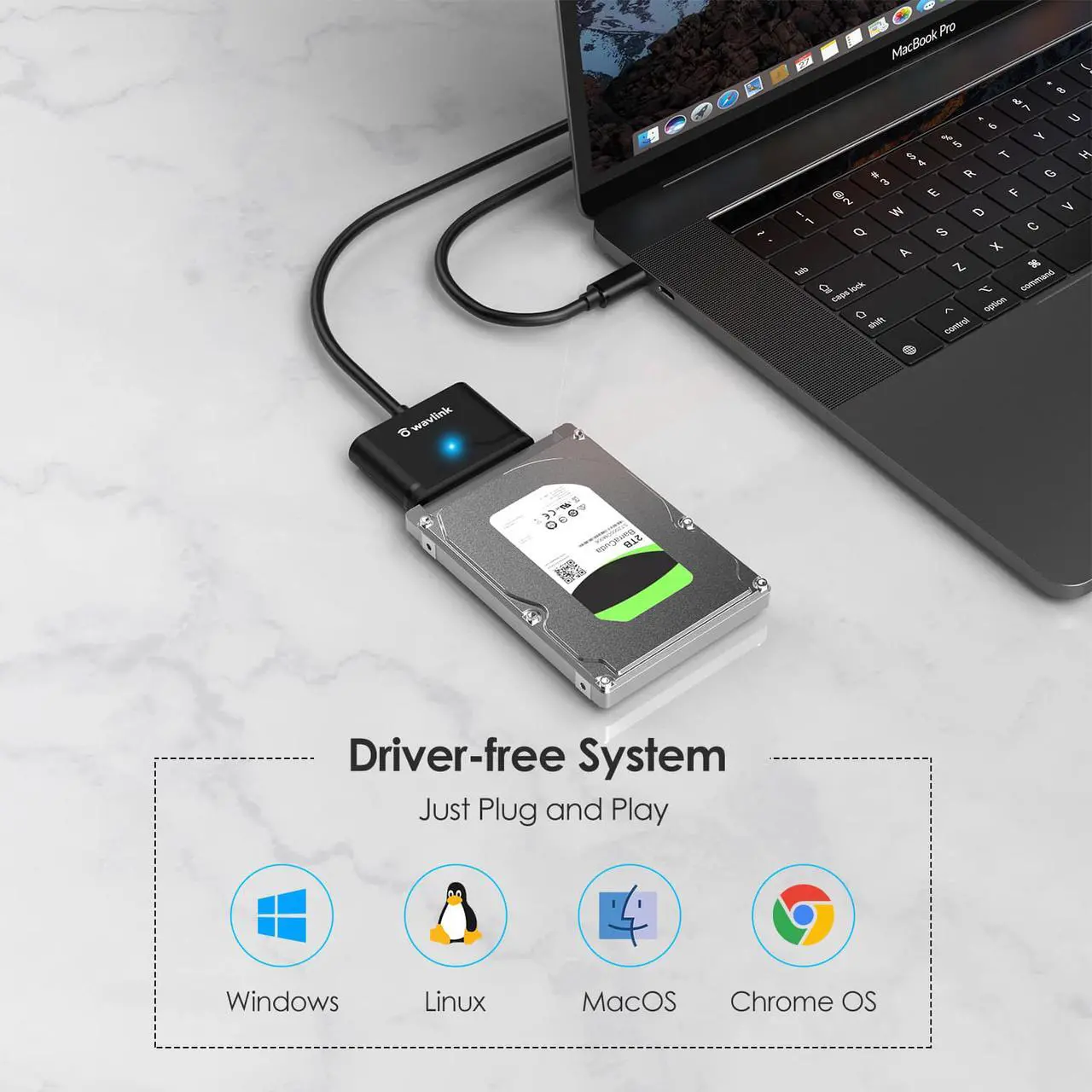 Alt view image 6 of 7 - Wavlink SATA III Cable Hard Drive Adapter-External Hard Drive Connector for 2.5" SSD/HDD and 3.5" HDD Data Transfer, Support UASP, TRIM and S.M.A.R.T, Auto-sleep Mode, with 12V Power Adapter, Max 18TB