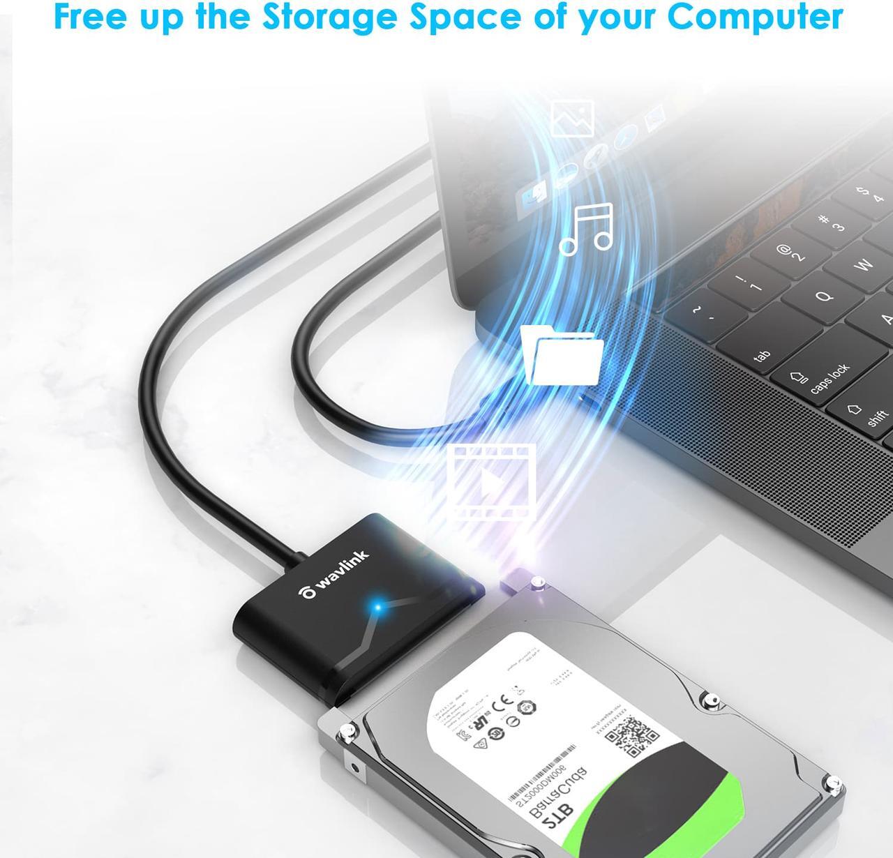 Alt view image 7 of 7 - Wavlink SATA III Cable Hard Drive Adapter-External Hard Drive Connector for 2.5" SSD/HDD and 3.5" HDD Data Transfer, Support UASP, TRIM and S.M.A.R.T, Auto-sleep Mode, with 12V Power Adapter, Max 18TB