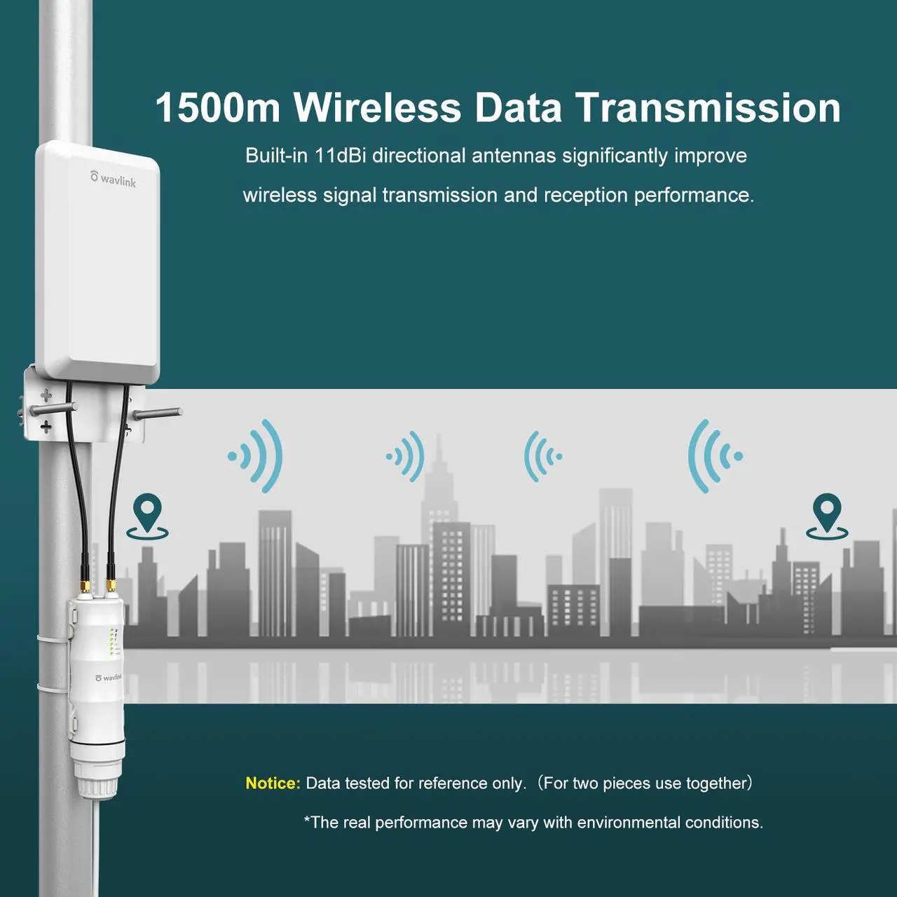 Alt view image 2 of 7 - Wavlink N300 Outdoor WiFi Extender Long Range WiFi Repeater/AP/Router/WISP Mode With Poe, Outdoor CPE for PtP and PtMP Transmission, 1.5km, Up to 64 Devices, Point to Point WiFi Bridge for Home