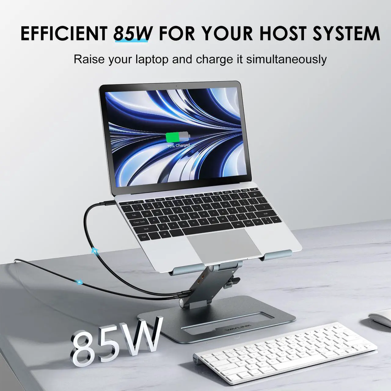 Alt view image 3 of 7 - Wavlink USB-C Laptop Docking Station with Aluminum Laptop Stand, 2 HDMI, PD3.0 (Max 85W) SD/TF Gigabit Ethernet 2 USB 3.0 Ports, Adjustable Ergonomic Computer Riser For MacBook & Windows