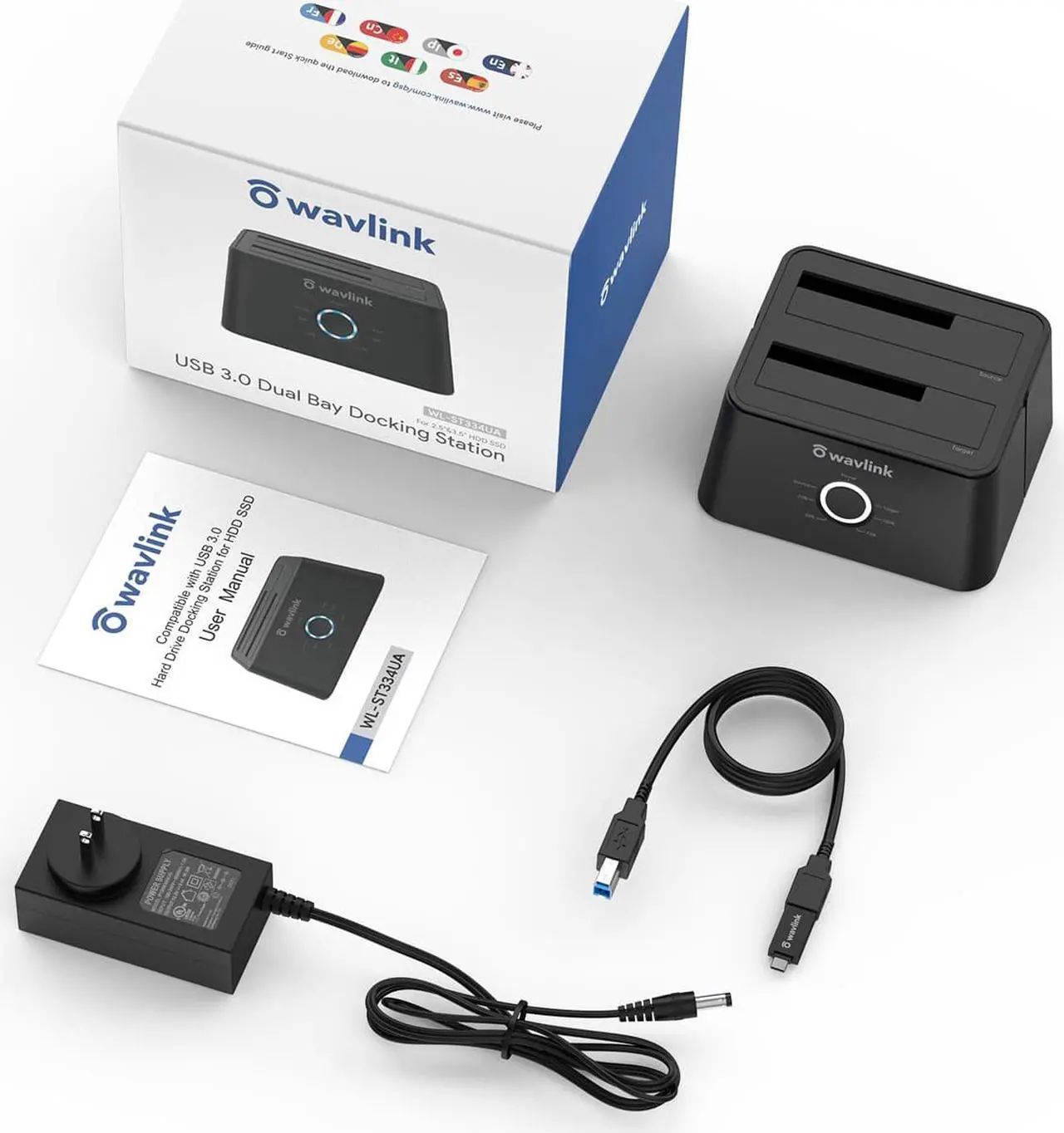 Alt view image 7 of 7 - Wavlink 12TB USB 3.0 Dual Bay External Hard Drive Docking Station Duplicator/Clone Functio for 2.5" 3.5" SATA HDD/SSD Hard Drive Enclosure 5Gbps Transmission Rates Offline Clone and One Button Backup