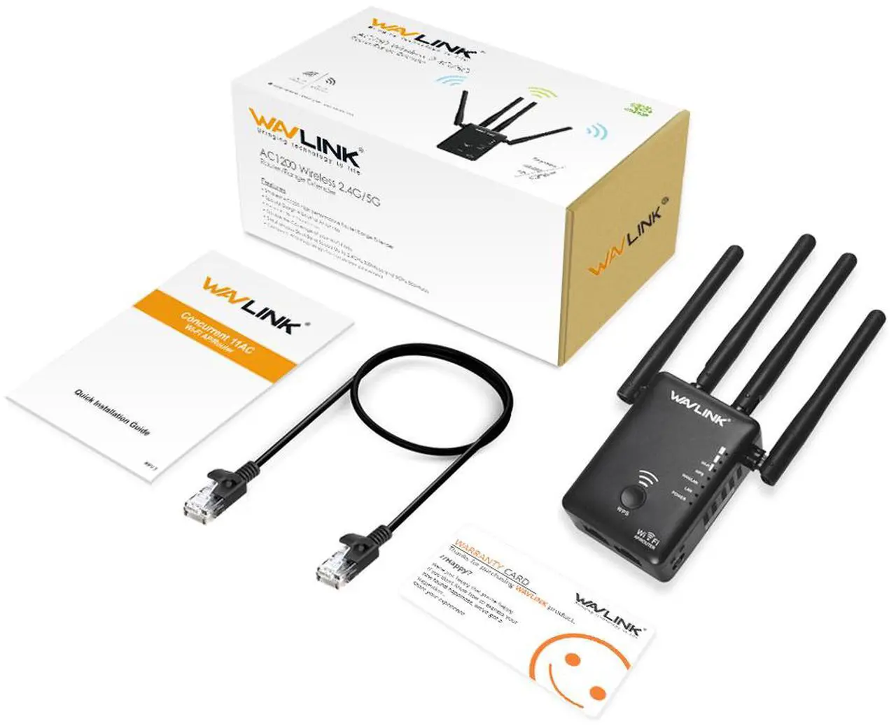 Alt view image 7 of 7 - Wavlink Wireless Wifi Router / Range Extender AC1200 w/ 5dBi High Performance Antennas Dual Band 2.4GHz 300Mbps + 5GHz 867Mbps Ethernet Signal Booster Repeater Access Piont for Guest Network - Black