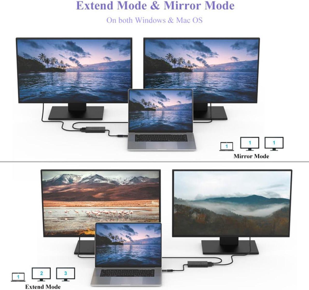 Alt view image 3 of 7 - WAVLINK USB 3.0 to Dual HDMI UHD Universal Video Adapter, Supports 6 Monitor Displays, 4K and 1080p External Video Display,For M1/M2 Mac, Windows, ChromeOS Android 7.1+, NOT Support for Linux, iPad OS
