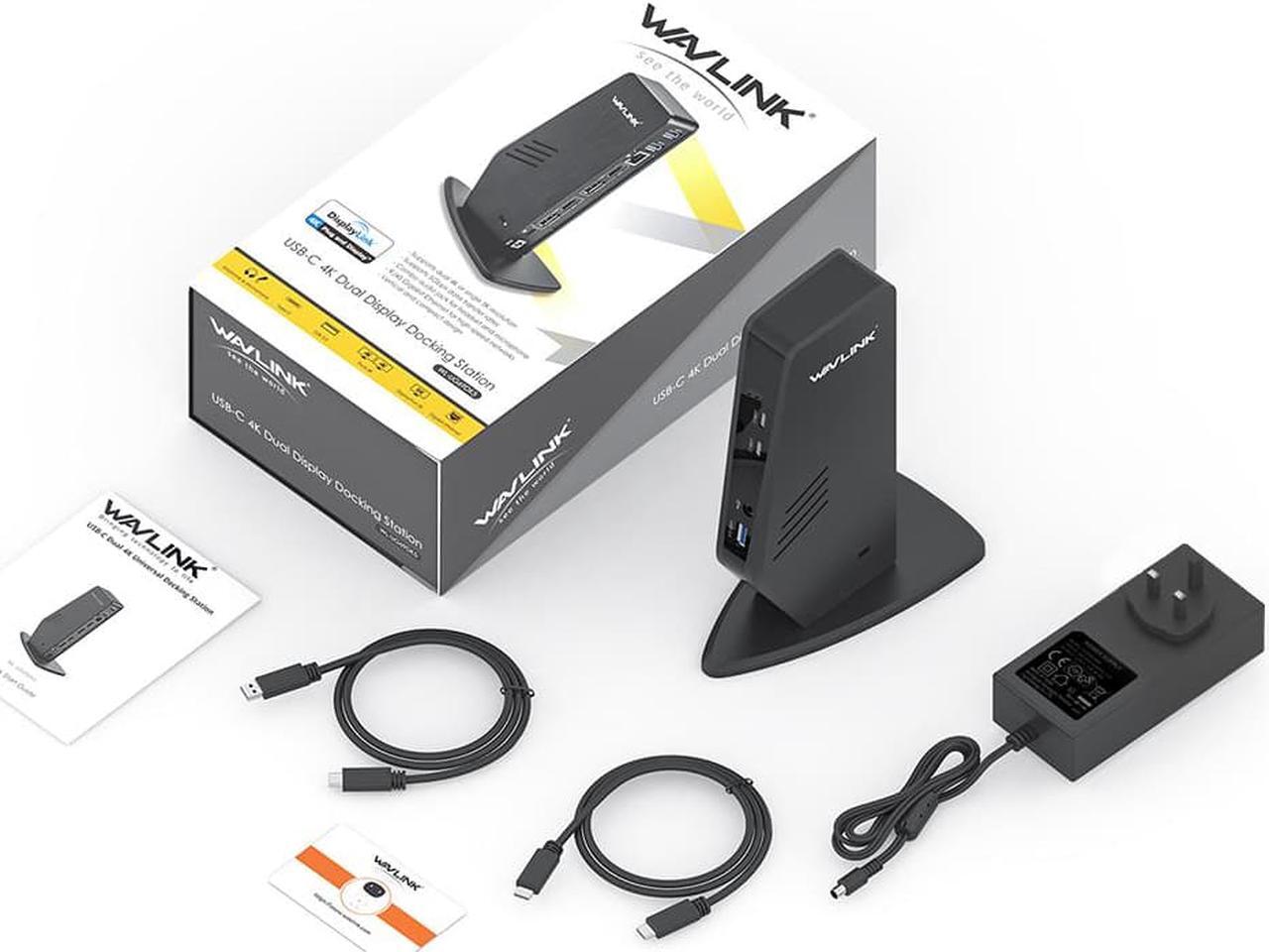 Alt view image 8 of 7 - Wavlink USB 3.0/USB-C Dual 4K Universal Laptop Docking Station with Dual 4K@60Hz & Single 5K, 2 x DP, 2 x HDMI, 3 x USB 3.0, 2 x Type-C ports, Gigabit Ethernet, Audio&Mic For Windows Mac OS