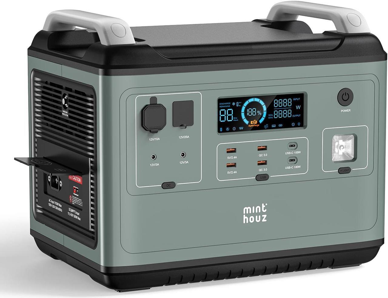 Main image of Minthouz Portable Power Station 2000W, Solar Generator with USB A/C, AC/DC Outlets (Solar Panel Not Included), Backup Battery Emergency Power Supply for Home Use, Road Trip Camping, Outdoor Adventure