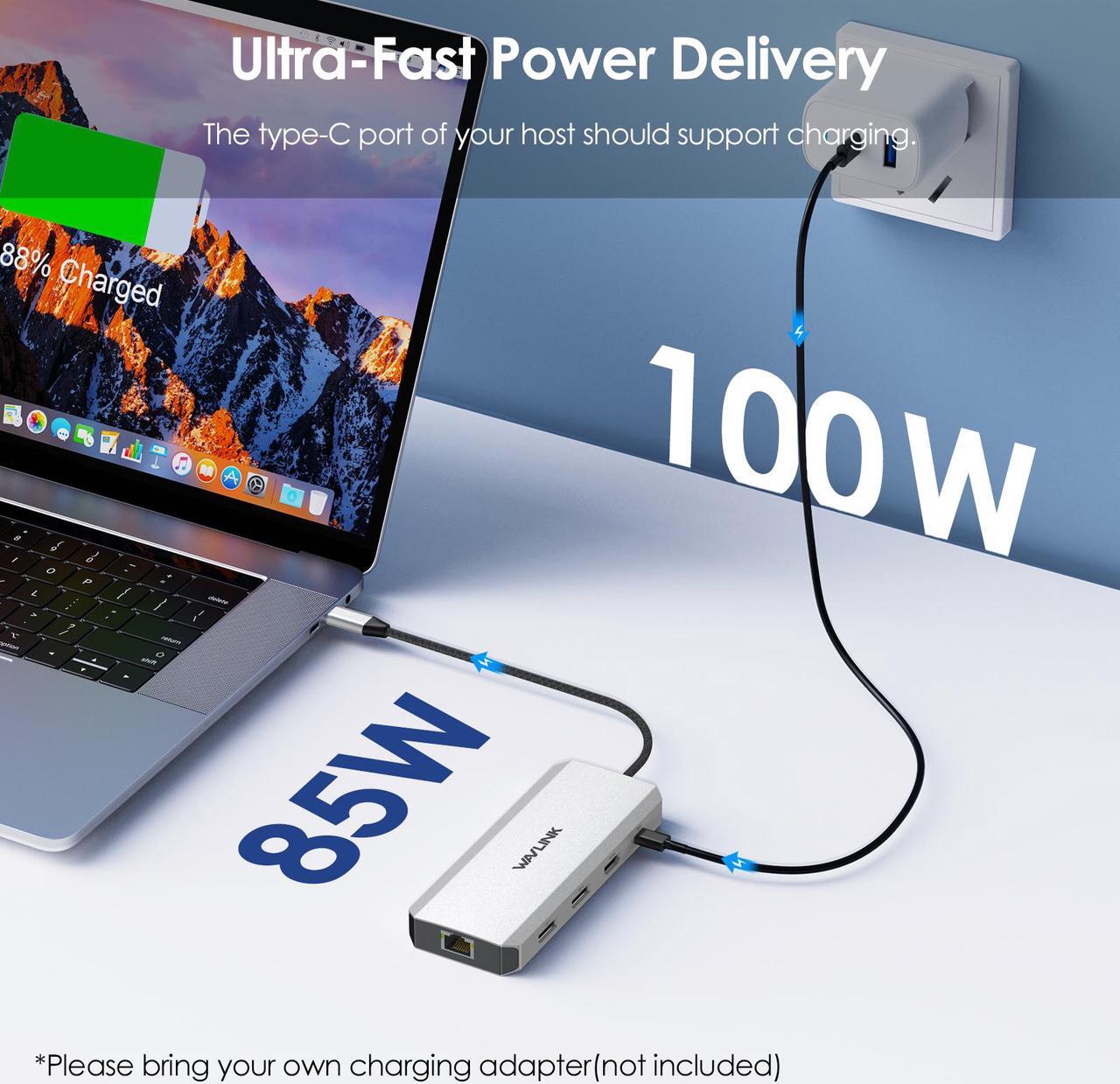 Alt view image 5 of 7 - WAVLINK Triple Monitor Laptop Docking Station | 12-in-1 USB C Hub with 4K HDMI | Dual 4K DP | 100W PD Charging | USB3.0 | USB2.0 | RJ45 | SD/TF Slots | Audio/Mic - MacBook/Dell/HP/Lenovo