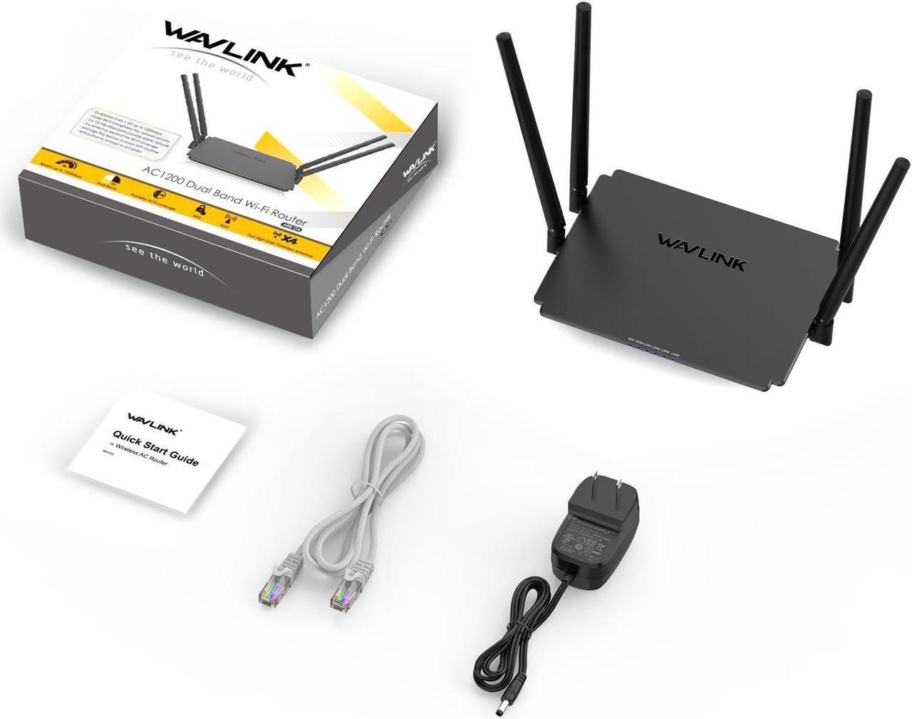 Alt view image 7 of 7 - WAVLINK Wireless Router 1200Mbps, 5GHz+2.4GHz Dual Band WiFi 5 Router with 4x5dBi Antennas, 10/100Mbps WAN/LAN, Supports Router/AP/Repeater Mode, Beamforming Tech