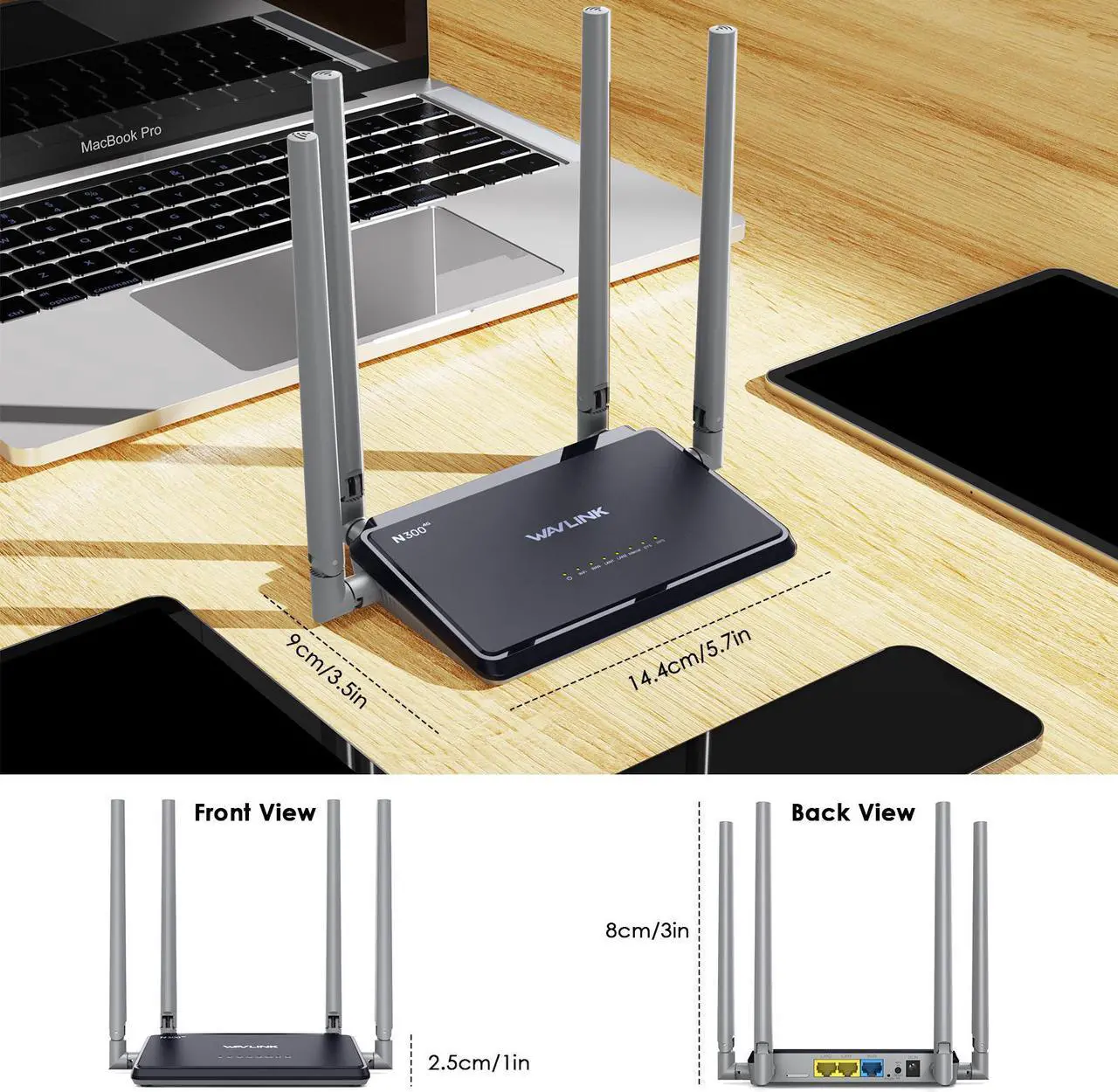 Alt view image 7 of 7 - WAVLINK 4G LTE Router, N300 4G LTE Modem WiFi Router with SIM Card Slot, 300Mbps LTE Cat4 Wireless Router With 4x5dBi High Gain Antennas, Secure & Easy Setup