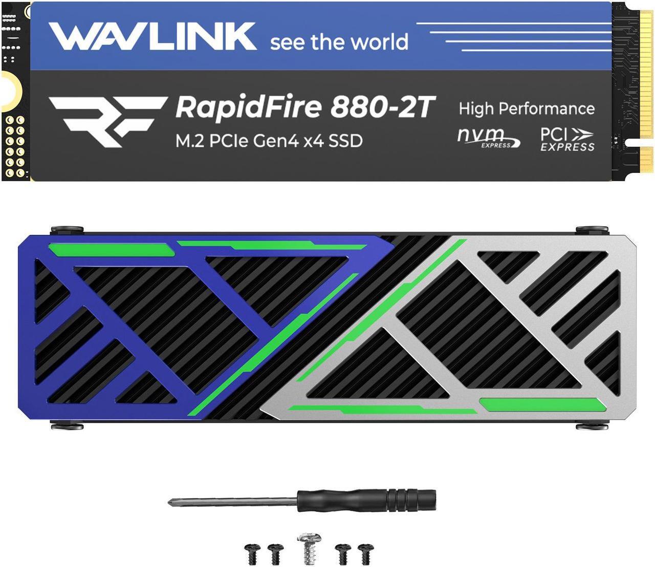 Main image of WAVLINK SSD 2TB, PCIe 4.0 M.2 2280 Read/Write Speed up to 7,400/6,500MB/s with Heatsink, 3D TLC NAND, NVMe 2.0 Internal Gaming Solid State Drive Compatible with Desktop/Laptop/PS5 Game-Player