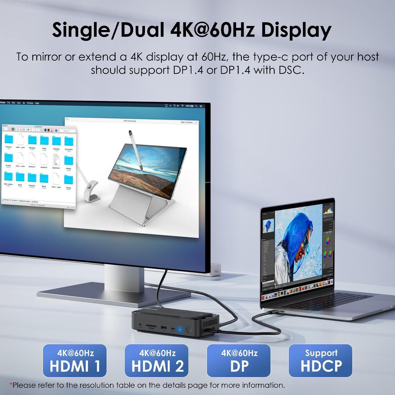 Alt view image 3 of 7 - WAVLINK USB C Triple Display Docking Station Type C 10Gbps Hub with M.2 PCIe/SATA SSD Enclosure, Support 100W PD, 4K@60Hz HDMI/DP, USB C/USB-A Gen 3.2/3.1, SD/TF, Gigabit RJ45 for Windows, Mac OS