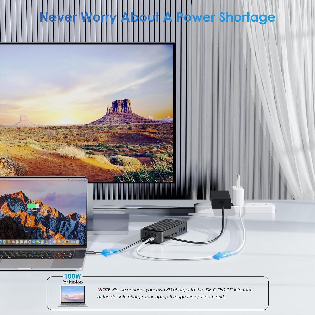 Alt view image 4 of 7 - WAVLINK USB C Triple Display Docking Station Type C 10Gbps Hub with M.2 PCIe/SATA SSD Enclosure, Support 100W PD, 4K@60Hz HDMI/DP, USB C/USB-A Gen 3.2/3.1, SD/TF, Gigabit RJ45 for Windows, Mac OS