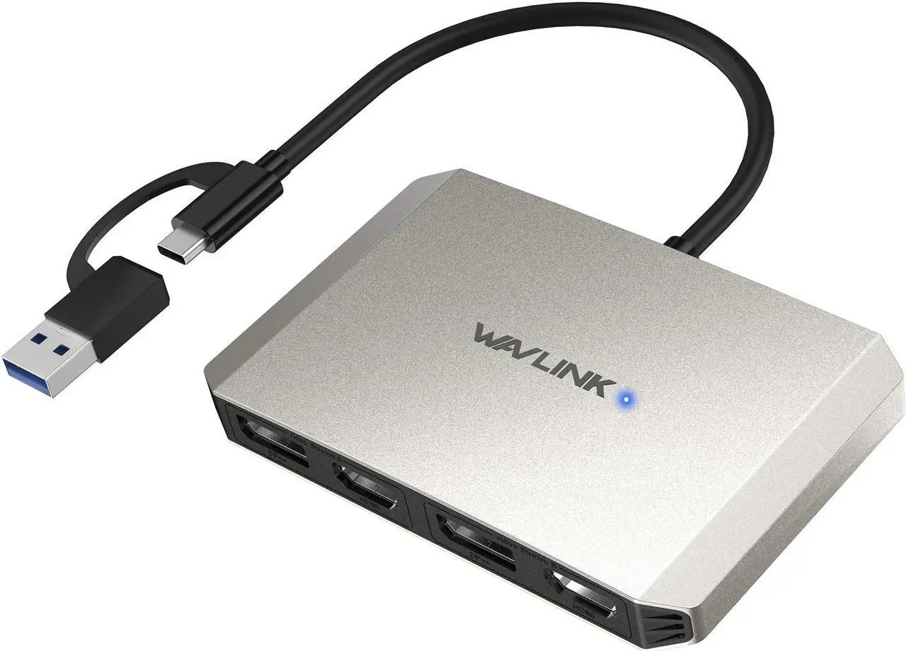 Main image of WAVLINK USB 3.0/USB C to DisplayPort and HDMI Adapter, DisplayLink Dual 5K@60Hz Monitor Hub for Dell HP Surface Lenovo, Compatible with Windows and M1/M2 Mac
