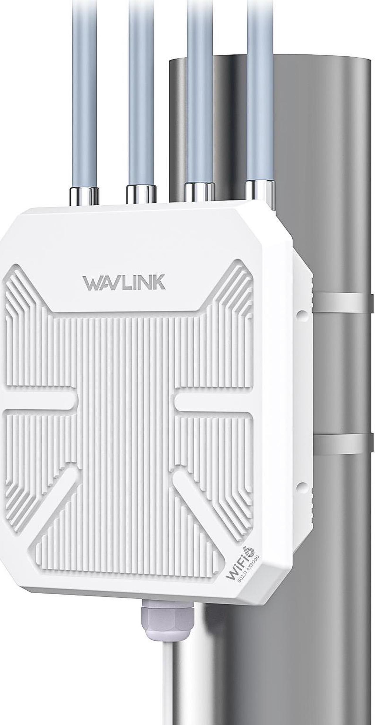 WAVLINK WiFi6 Outdoor WiFi Extender Access Point, Dual Band AX3000 2.4G+5G Long Range Outdoor WiFi Mesh Extender with PoE/4x8dBi High-gain Antennas/IP67 Weatherproof Enclosure/Signal Booster Amplifier