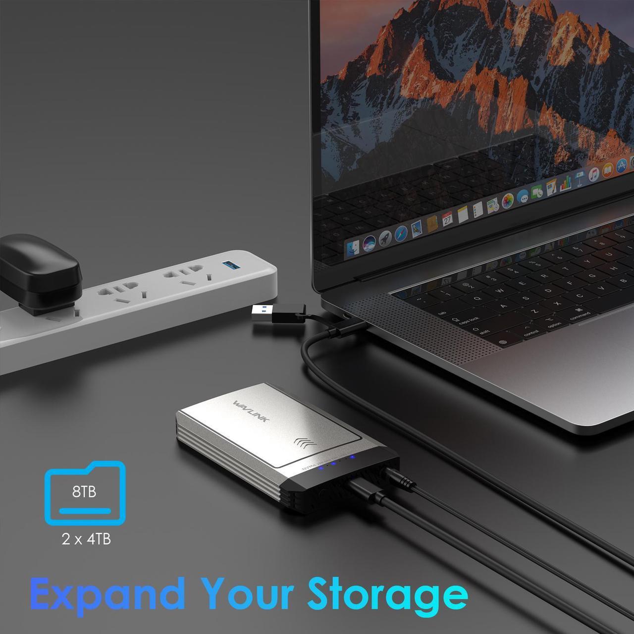 Alt view image 4 of 7 - WAVLINK M.2 NVMe SSD Enclosure 10Gbps M.2 Cloner Dual-Bay Offline Clone Tool-Free, M.2 Duplicator Support SATA to NVMe and NVMe to SATA, Dual NVMe Enclosure for SSDs PCIe Sizes 2230/2242/2260/2280,8TB