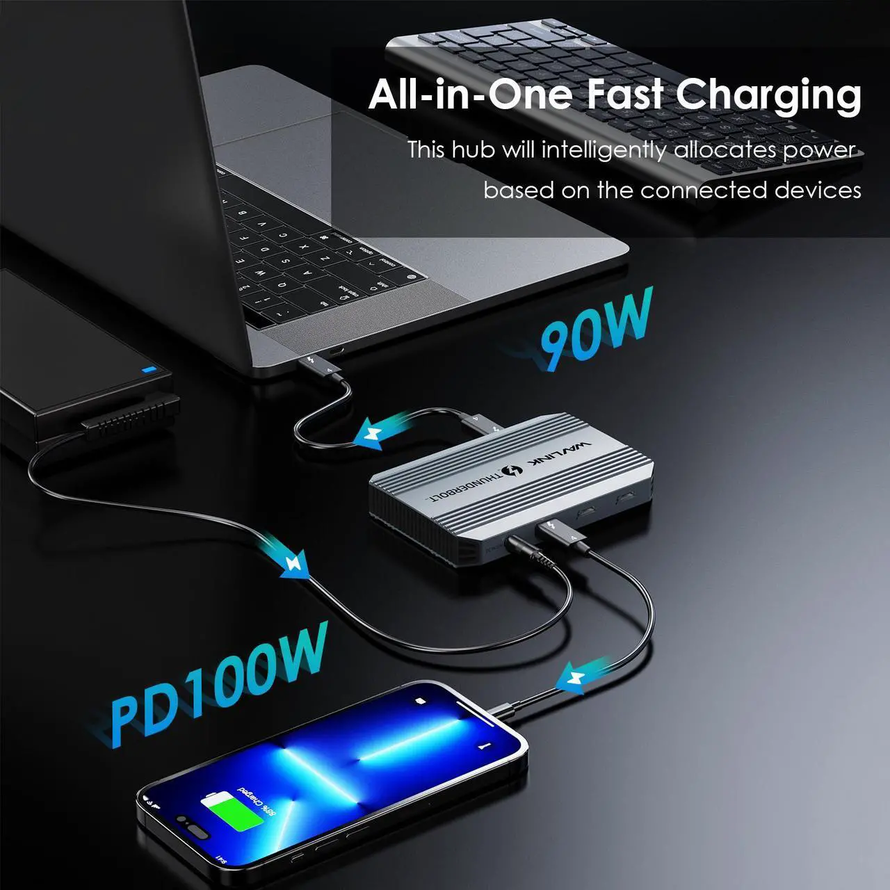 Alt view image 4 of 7 - WAVLINK 5-in-1 Thunderbolt 4 Hub, 90W PD Charging, Single 8K or Dual 4K Display for MacBook Pro/Air M1 M2 M3, Thunderbolt 4/3, USB-C/USB 4 Windows