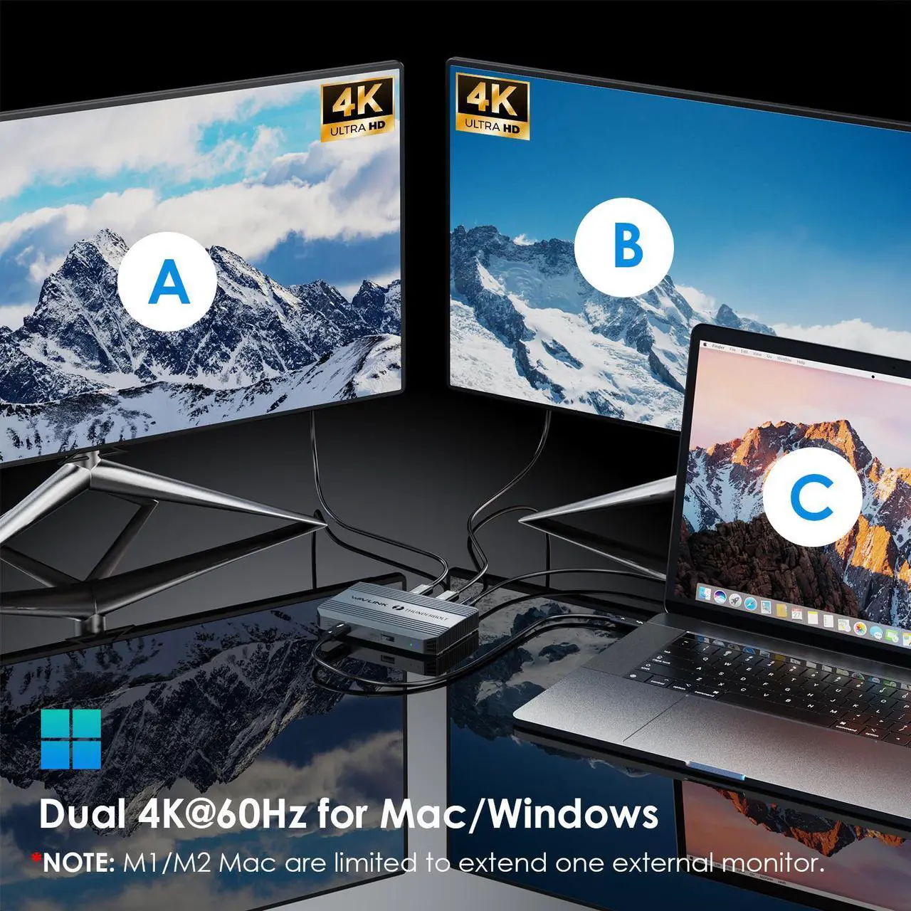 Alt view image 6 of 7 - WAVLINK 5-in-1 Thunderbolt 4 Hub, 90W PD Charging, Single 8K or Dual 4K Display for MacBook Pro/Air M1 M2 M3, Thunderbolt 4/3, USB-C/USB 4 Windows