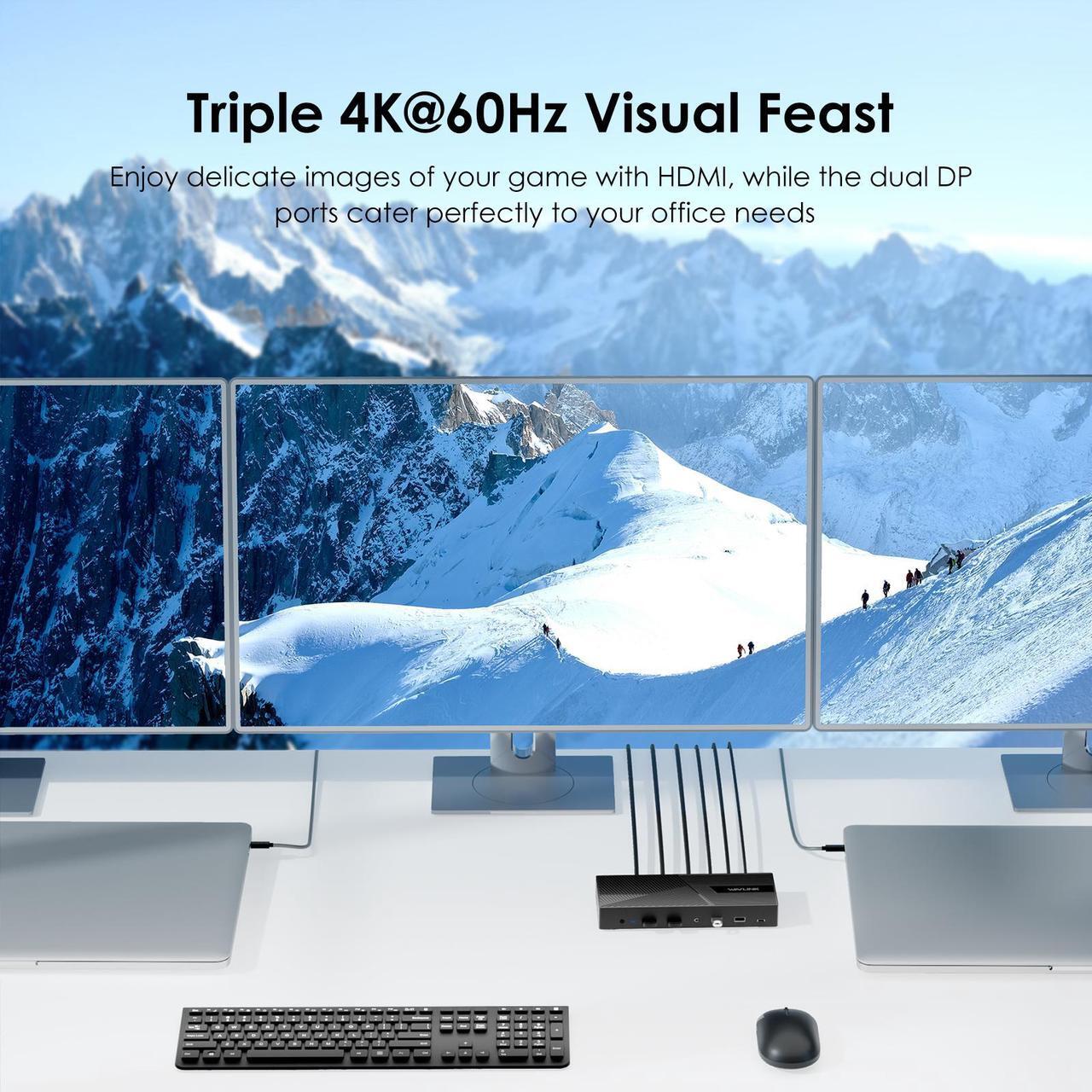 Alt view image 4 of 7 - WAVLINK USB-C Triple 4K Display KVM Docking Station, KVM Switch 3 Monitors 2 Hosts With Dual 100W Power Delivery, HDMI,2X DP,1000Mbps Ethernet,Audio&Mic,for Mac M1/M2/Intel,Dell,HP,Surface Pro