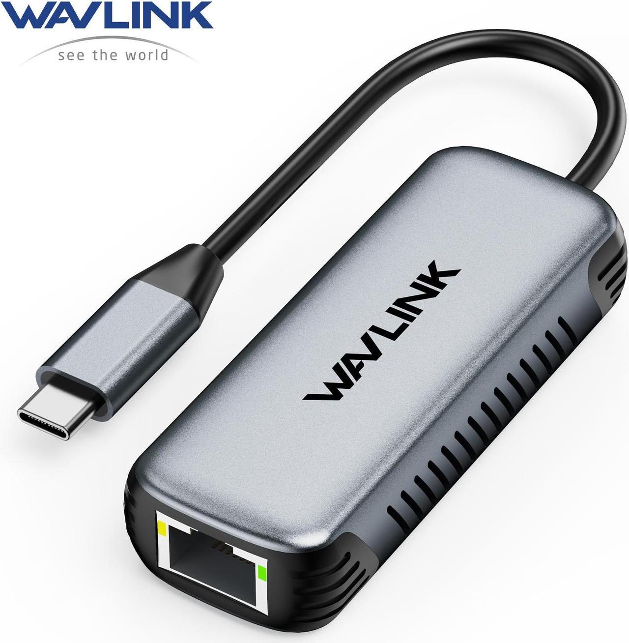 WAVLINK USB C to Ethernet Adapter 5Gbps, Driver-free RJ45 Gigabit Ethernet Network Adapter for Laptops, Computers and More, Grey Aluminum Case for Windows 10/11, Mac OS 11 or Later, Linux and More