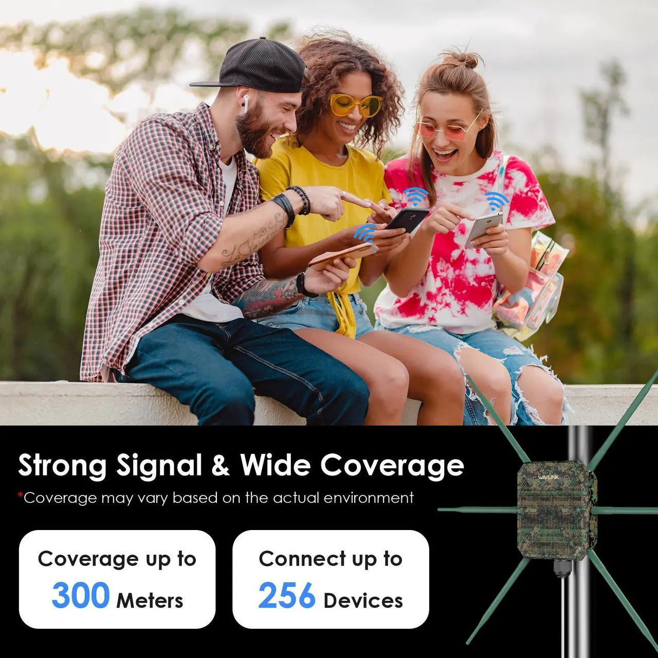 Alt view image 6 of 7 - WAVLINK AX3000 Outdoor WiFi 6 Range Extender Long Range WiFi 6 Repeater Outdoor Wireless Access Point, With Dual Band Active PoE, 6x7dBi Antennas, IP67,Up to 256 Devices for Farm,Yard,RV,Campsite