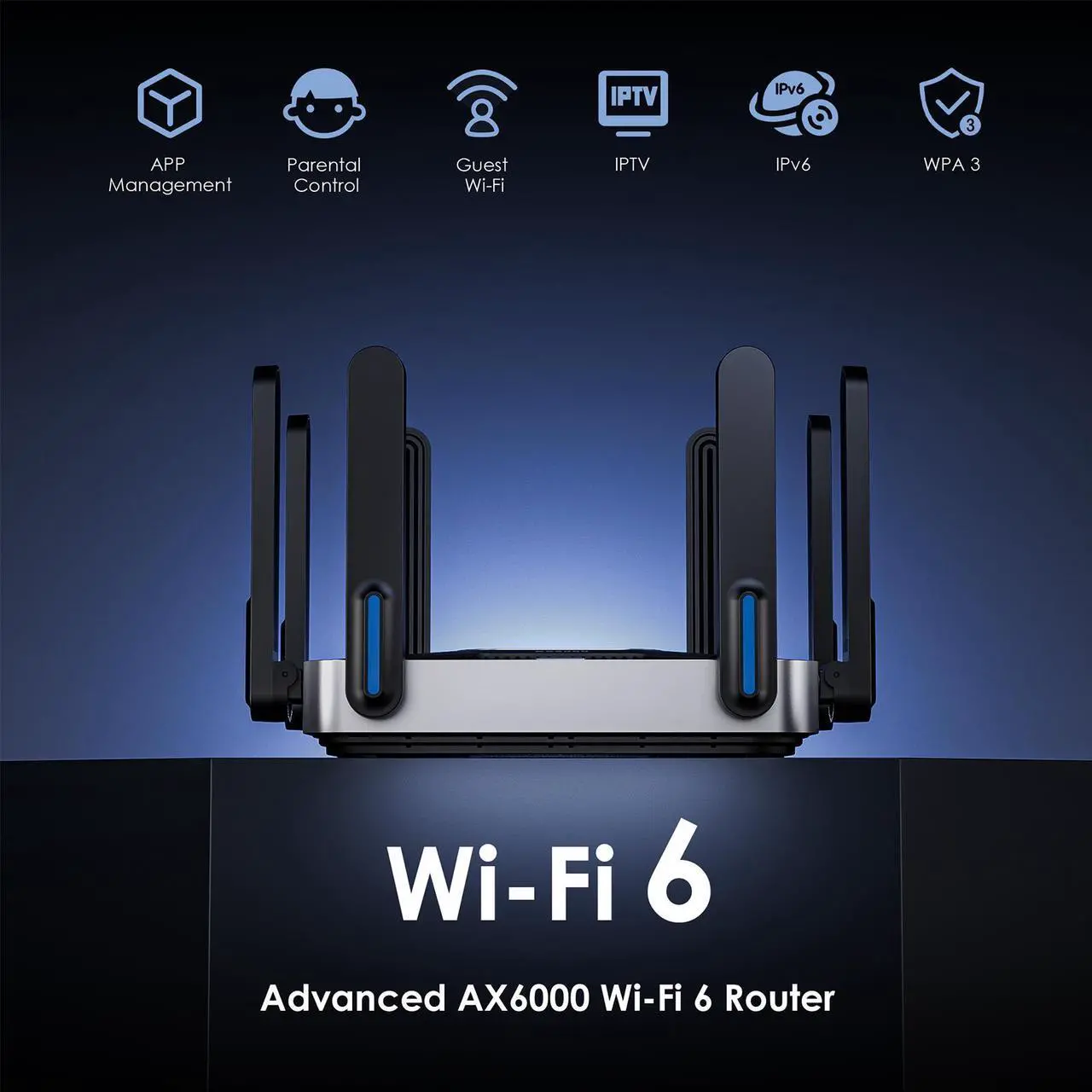 Alt view image 2 of 7 - WAVLINK Dual-Band Wireless Router 6000Mbps, 5GHz 2.4GHz WiFi 6 Gigabit Router with 8x5dBi Antennas, MU-MIMO, Beamforming Tech, 2500Mbps WAN/LAN, Supports Router/AP/Repeater Mode