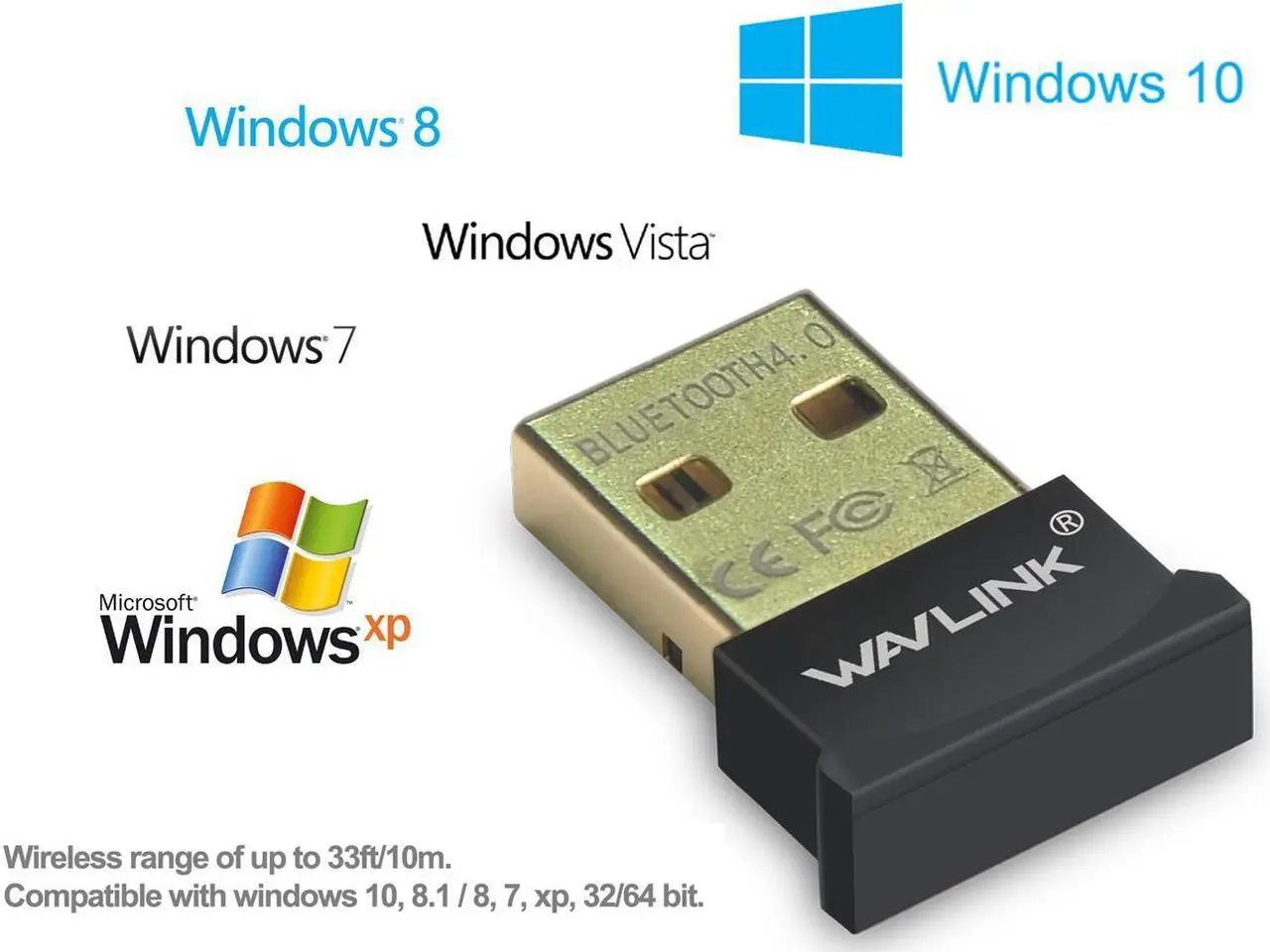 Alt view image 3 of 7 - Wavlink Bluetooth 4.0 Adapter, Wireless Bluetooth CSR 4.0 Dongle Adapter  Compatible with Windows 10,8.1/8,7,Vista, XP, 32/64 Bit and Classic Bluetooth, Stereo Headset Compatible ---Shipped by Newegg