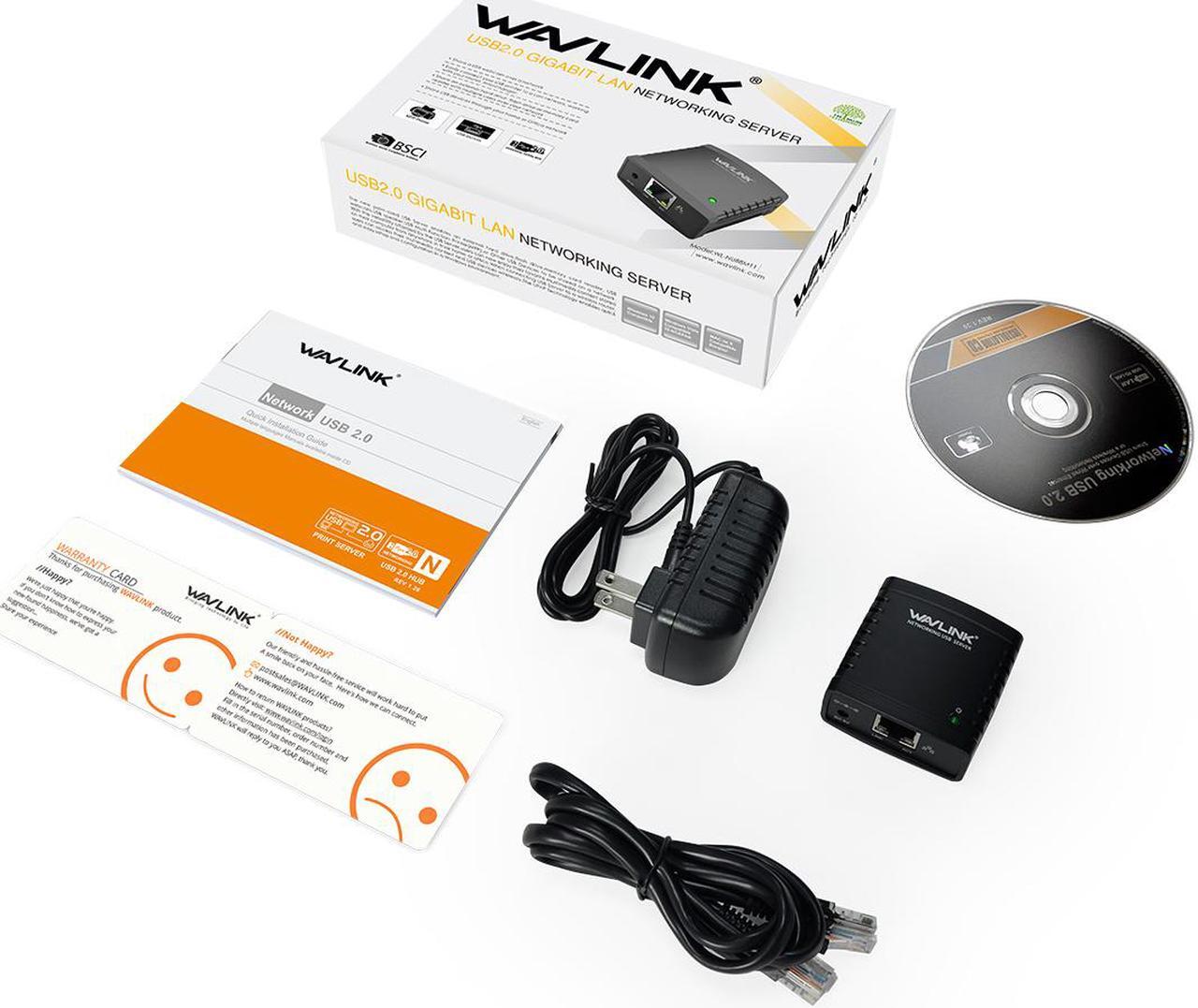 Alt view image 6 of 6 - Wavlink 100Mbps Print Server USB 2.0 Printer Network LPR Print Server Share LAN Networking Adapter Hub MFP Printer share printers usb devices over wired ethernet