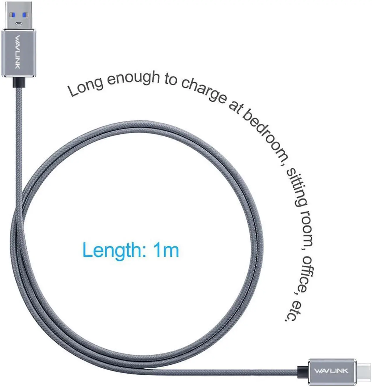 Alt view image 3 of 7 - Wavlink USB 3.0 Type A Male to USB 3.1 Type C Male Cable with High Quality and SuperSpeed /USB-C USB 3.1 Type C Male to 3.0 Type A Male Data Charger Charging Cable -- Shipped by Newegg