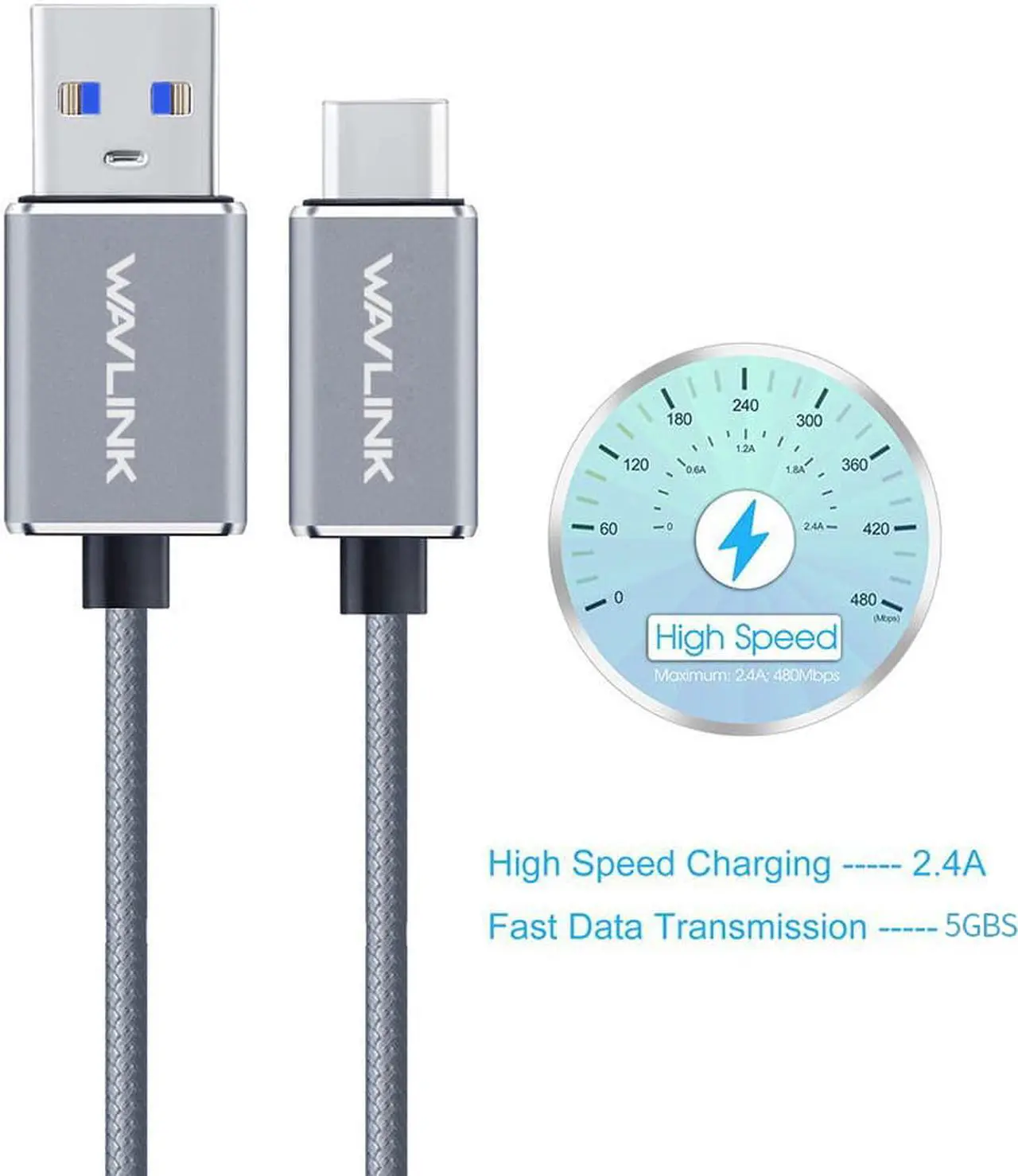 Alt view image 6 of 7 - Wavlink USB 3.0 Type A Male to USB 3.1 Type C Male Cable with High Quality and SuperSpeed /USB-C USB 3.1 Type C Male to 3.0 Type A Male Data Charger Charging Cable -- Shipped by Newegg
