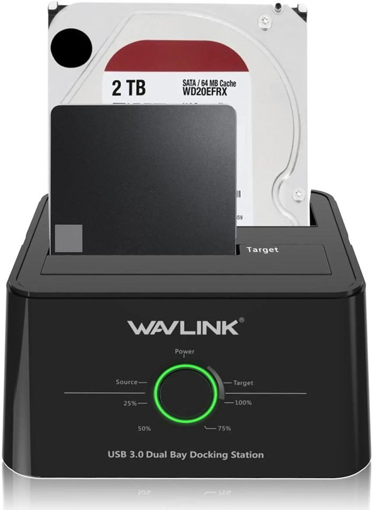 Main image of Wavlink 12TB USB 3.0 Dual Bay External Hard Drive Docking Station Duplicator/Clone Functio for 2.5" 3.5" SATA HDD/SSD Hard Drive Enclosure 5Gbps Transmission Rates Offline Clone and One Button Backup