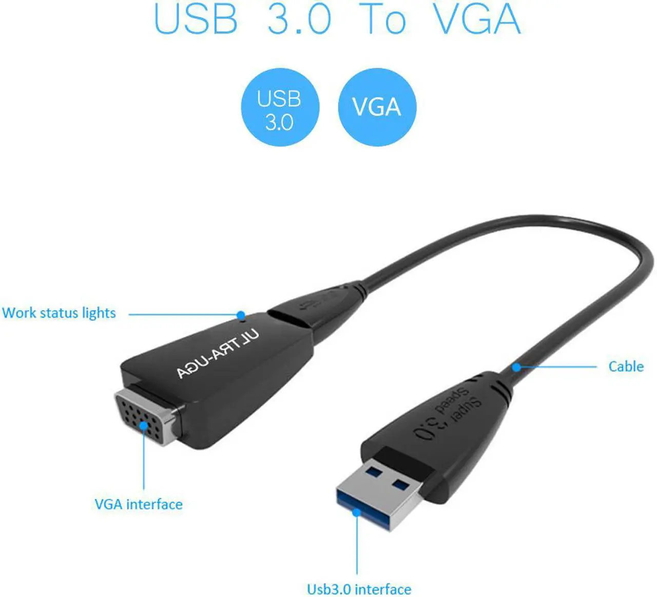 Alt view image 7 of 7 - Wavlink SuperSpeed USB 3.0 to VGA Adapter External Graphic Card Converter Pixels up to 1920 × 1080 with USB 3.0 to Micro B Cable Extend & Mirror Mode for Windows 7/ 8 /8.x /10