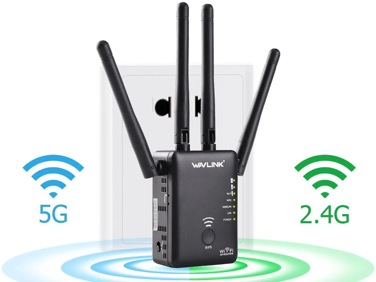 Main image of Wavlink Wireless Wifi Router / Range Extender AC1200 w/ 5dBi High Performance Antennas Dual Band 2.4GHz 300Mbps + 5GHz 867Mbps Ethernet Signal Booster Repeater Access Piont for Guest Network - Black
