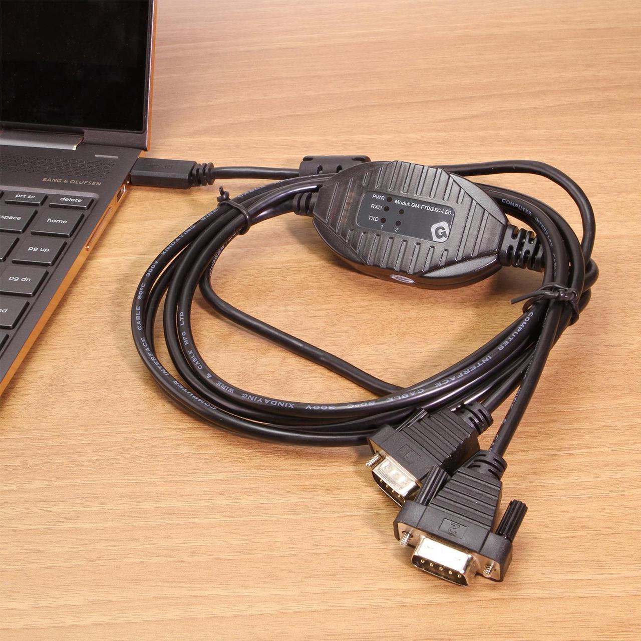 Alt view image 4 of 4 - Gearmo 2 Port USB Type-C To Serial Adapter w/ Per Port Rx / TX Status LED Matrix