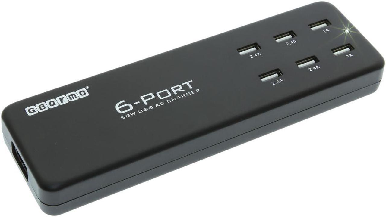 Main image of gearmo 6 port usb ac charger 58w - wall mountable usb charger