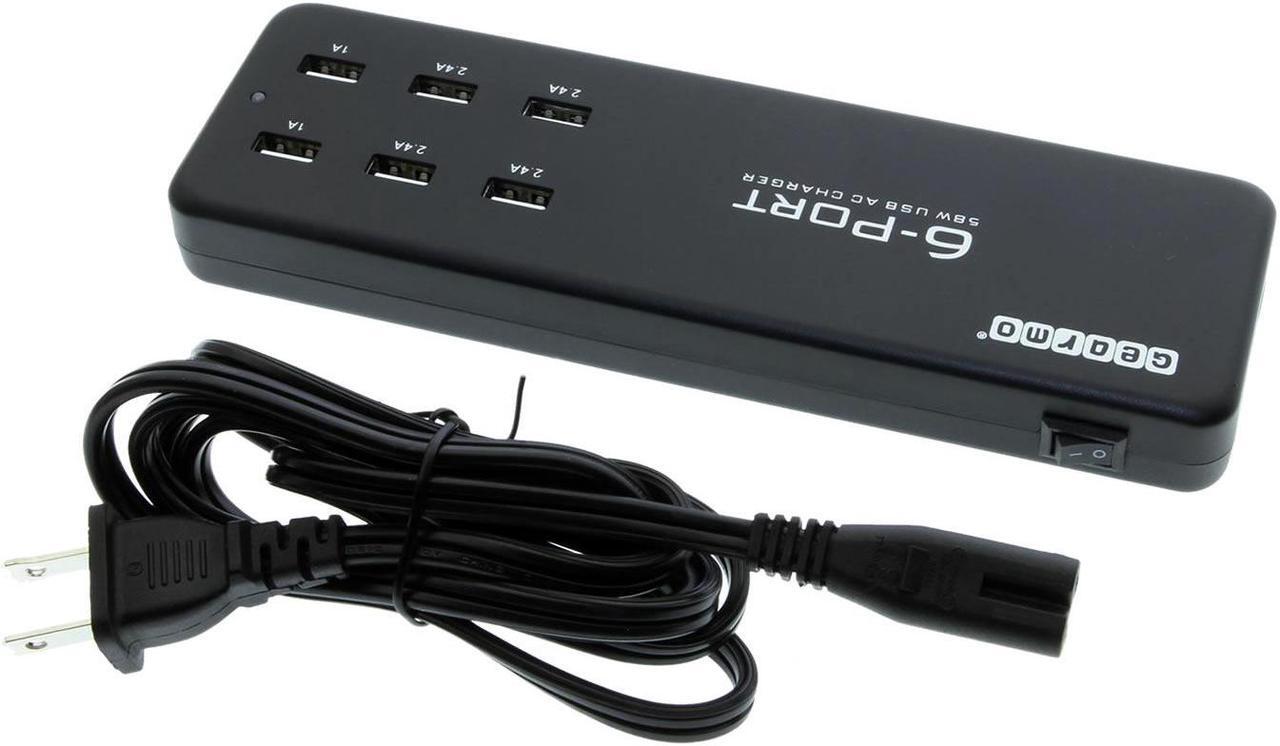 Alt view image 3 of 3 - gearmo 6 port usb ac charger 58w - wall mountable usb charger