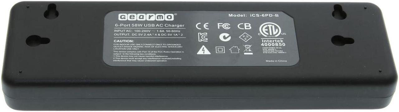 Alt view image 2 of 3 - gearmo 6 port usb ac charger 58w - wall mountable usb charger