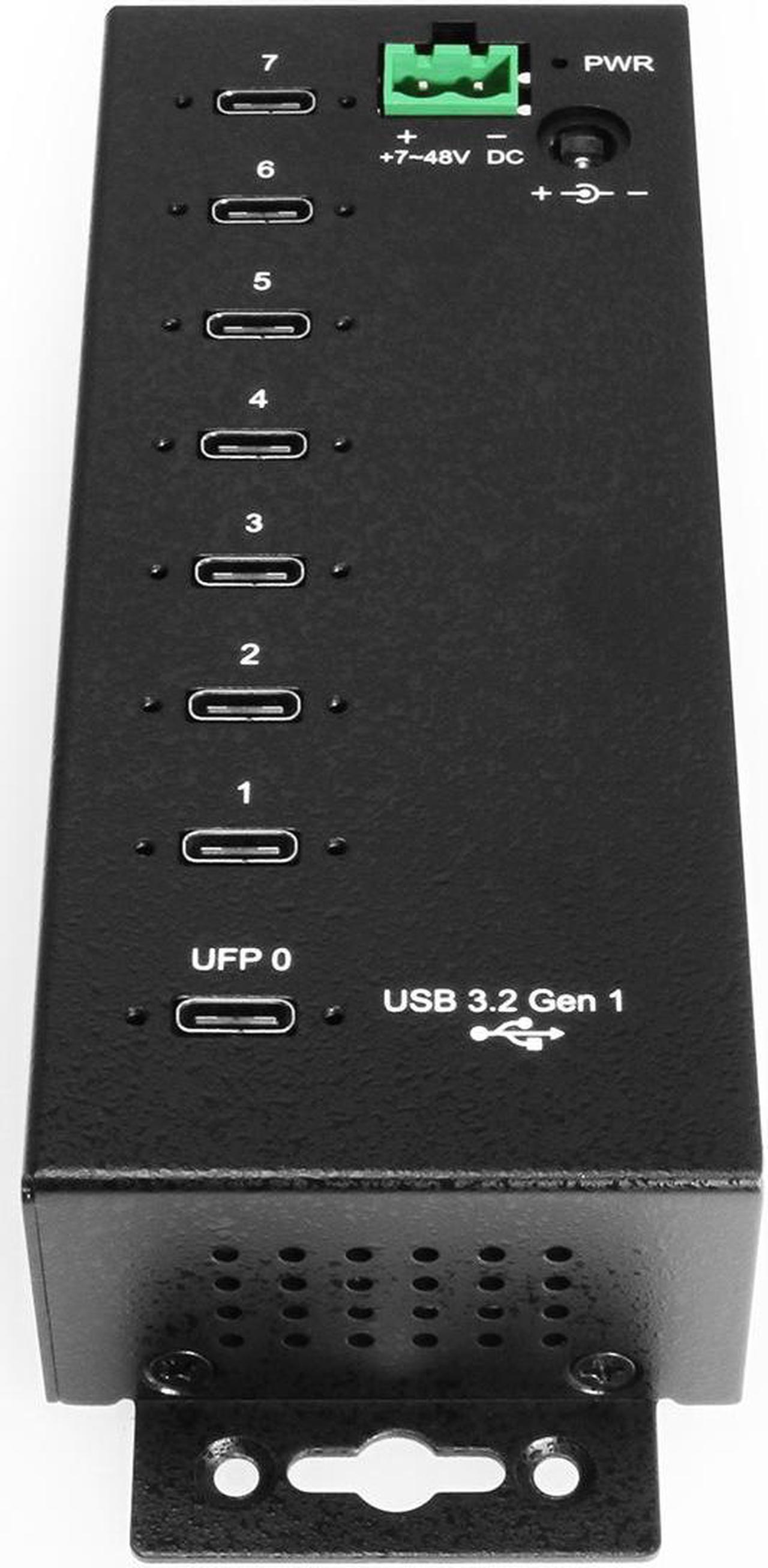 Alt view image 2 of 7 - Coolgear 7-port USB-C 3.2 Hub w/ 15KV ESD Surge Protection DIN RAIL Mount