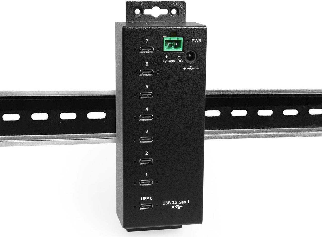 Alt view image 5 of 7 - Coolgear 7-port USB-C 3.2 Hub w/ 15KV ESD Surge Protection DIN RAIL Mount