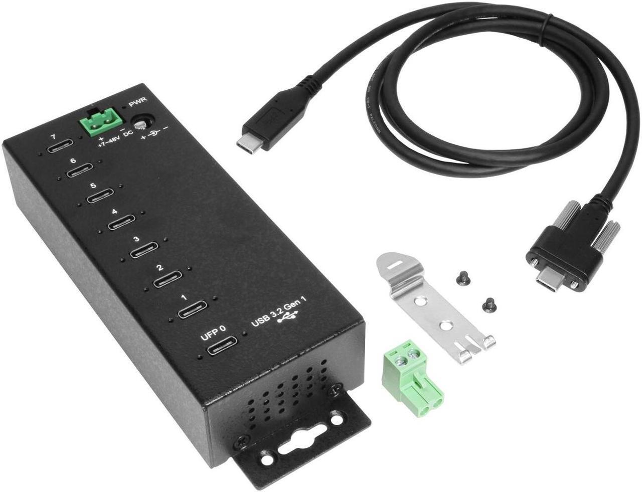 Alt view image 7 of 7 - Coolgear 7-port USB-C 3.2 Hub w/ 15KV ESD Surge Protection DIN RAIL Mount