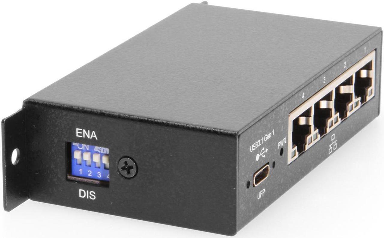 Alt view image 2 of 6 - Coolgear 4-Port Gigabit Ethernet to USB-C Adapter | Energy Efficient, Mountable, and Industrial Grade with Independent Port Control