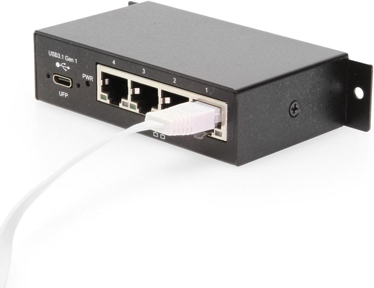 Alt view image 3 of 6 - Coolgear 4-Port Gigabit Ethernet to USB-C Adapter | Energy Efficient, Mountable, and Industrial Grade with Independent Port Control
