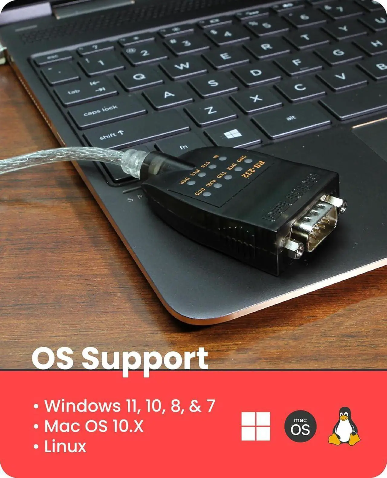 Alt view image 3 of 8 - Gearmo USB to RS-232 Serial Adapter w/ LED Indicators & Windows 11 Support