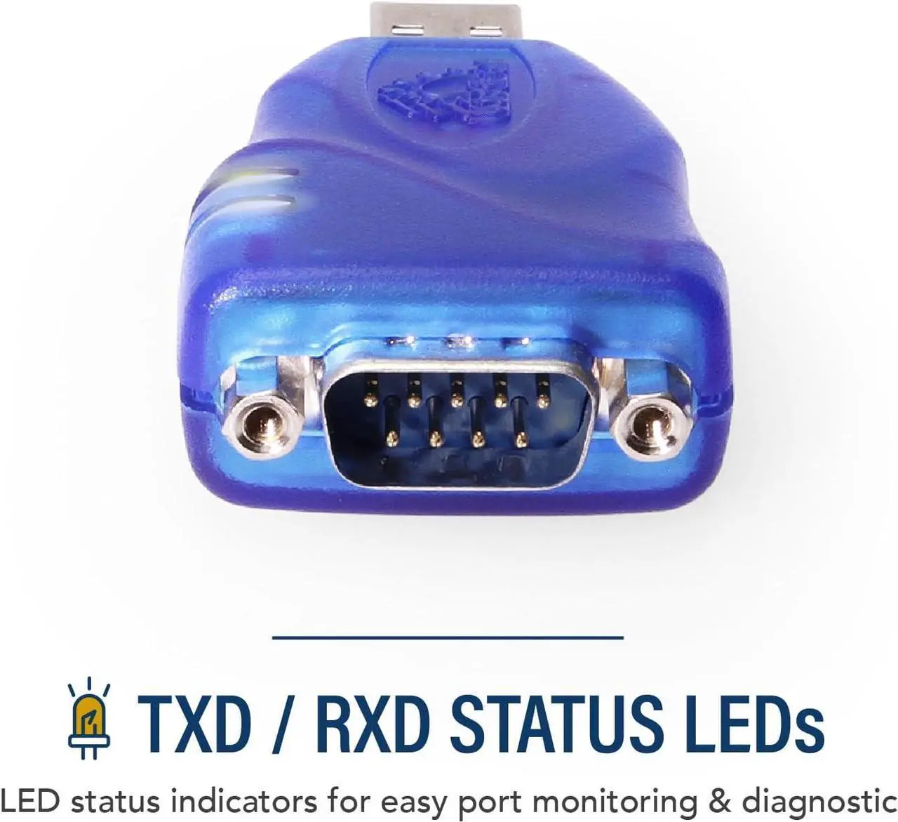 Alt view image 5 of 7 - USBGear USB to RS-232 Serial Adapter Cable - DB9 Male, FTDI Chipset, RX/TX Status LEDs, TAA Compliant (Made in Taiwan), Compatible with Windows & Mac