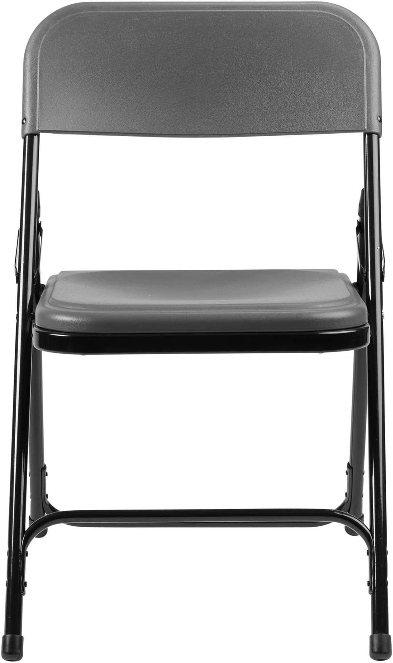 Alt view image 3 of 15 - NPS 820 Plastic Folding Chair - Supports Up to 500 lb - 18" Seat Height - Charcoal Seat, Charcoal Back, Black Base - 4/Carton