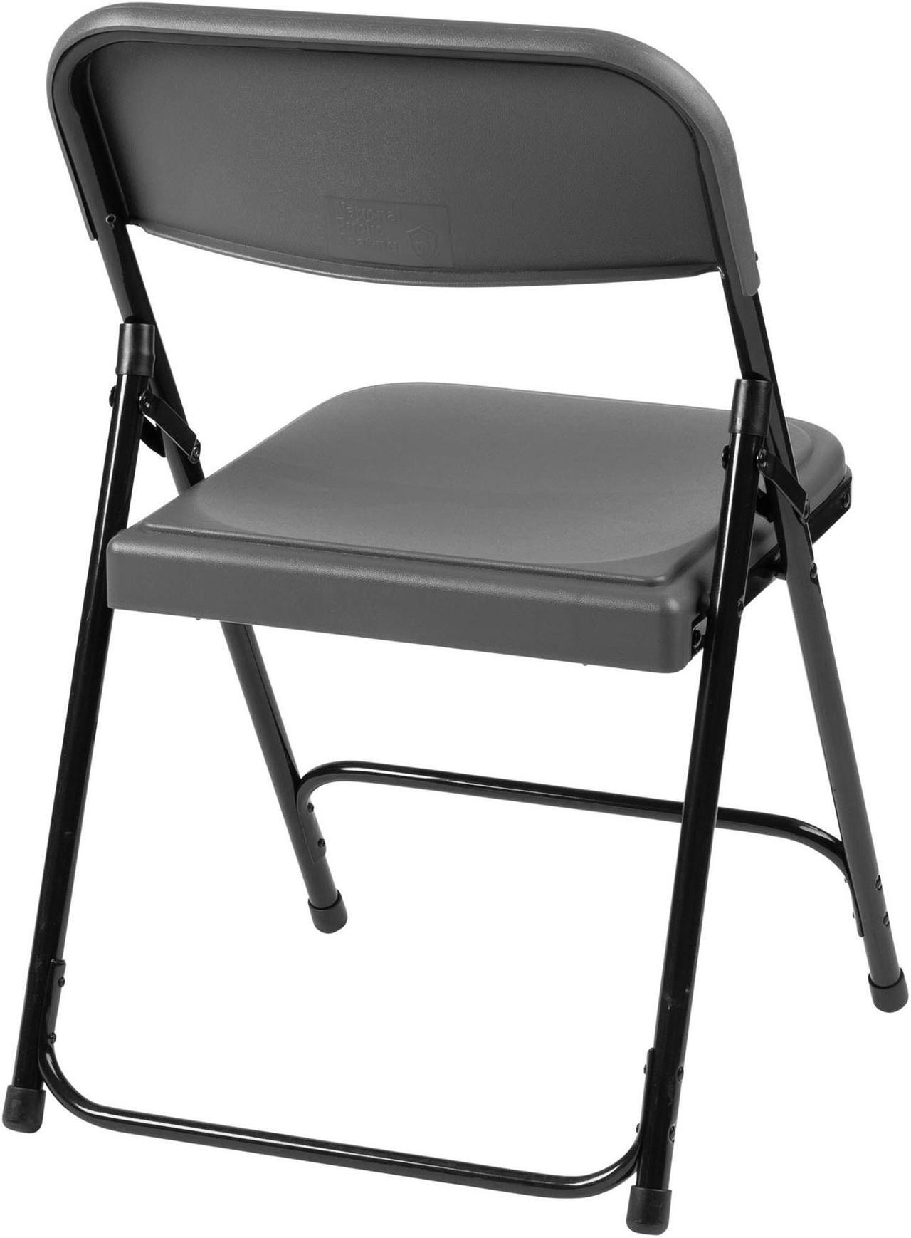 Alt view image 6 of 15 - NPS 820 Plastic Folding Chair - Supports Up to 500 lb - 18" Seat Height - Charcoal Seat, Charcoal Back, Black Base - 4/Carton